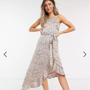 Asos Pink Ruffle Hem Midi Dress Size 14